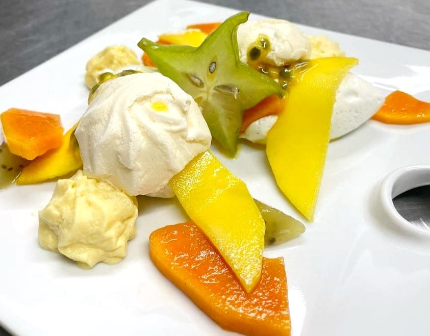 Dessert fruit restaurant Abbaye la Sauve gastronomique traditionnel Créon